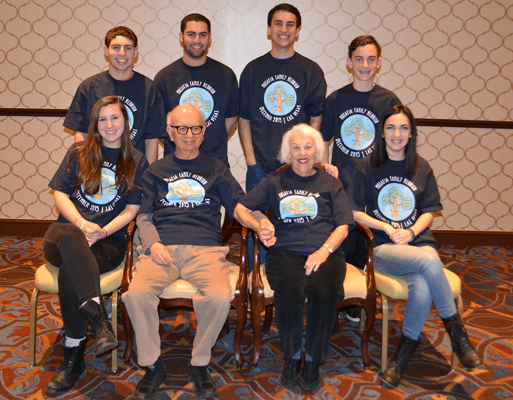Al and Rose with their six grandchildren, 2015.